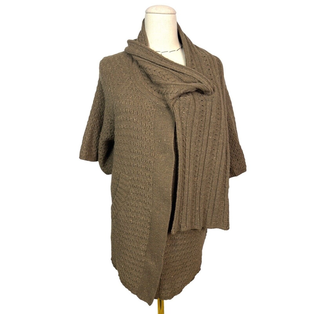 Sparrow Women's Brown Knit Poncho Sweater Shawl Collar Oversized‎ Size S